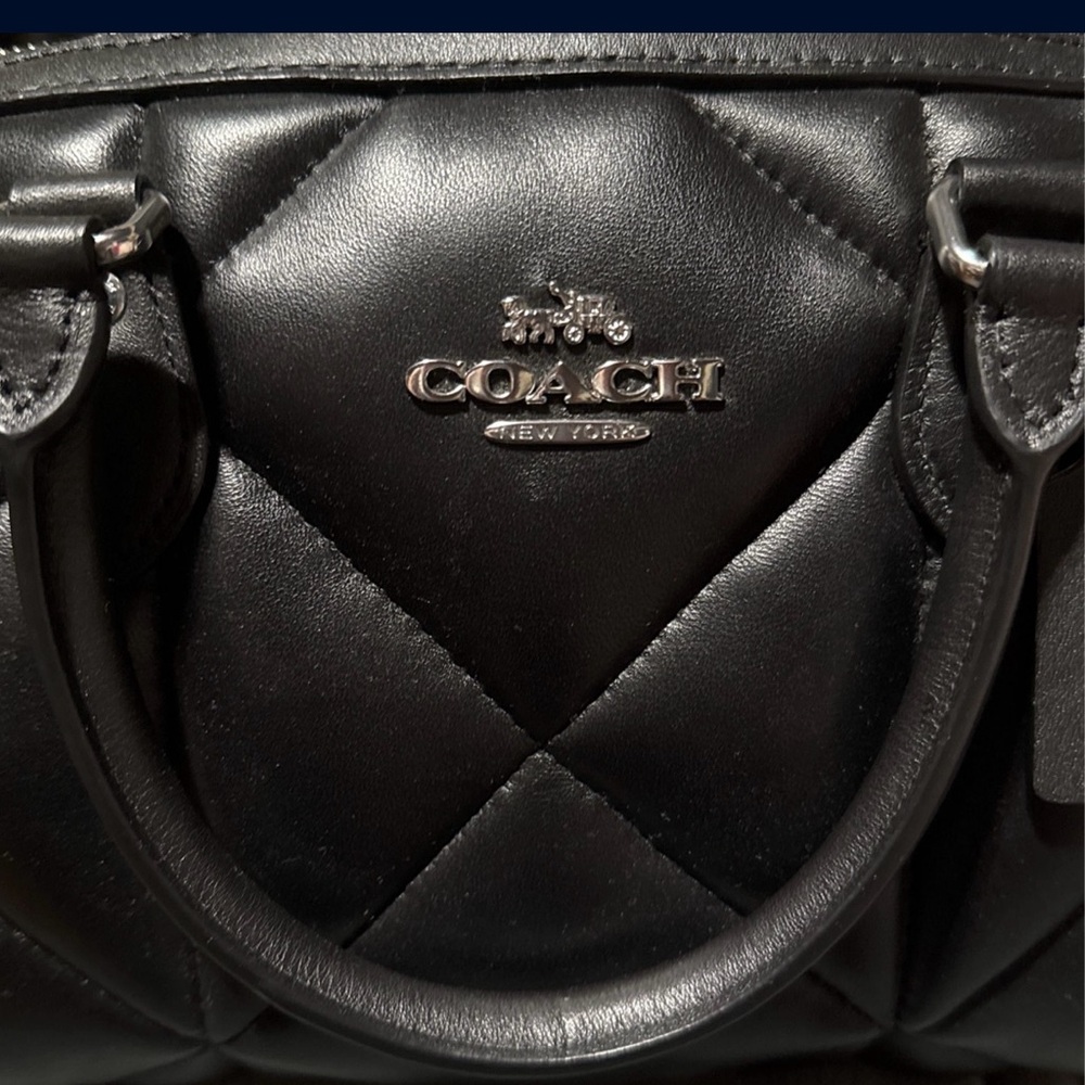 Coach CJ610 Rowan Satchel with Puffy Diamond Quilting Nappa Leather Black NWT